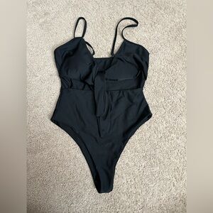 Front Tie Black One piece